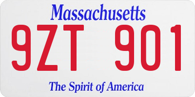 MA license plate 9ZT901