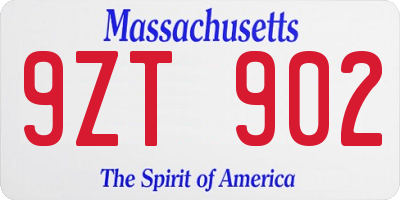 MA license plate 9ZT902