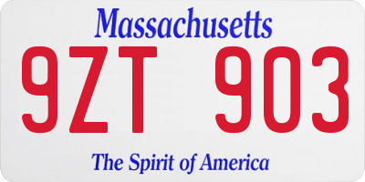 MA license plate 9ZT903