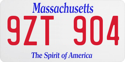 MA license plate 9ZT904