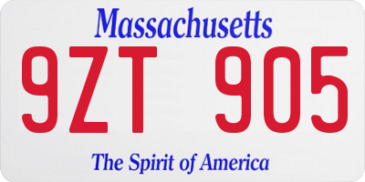 MA license plate 9ZT905