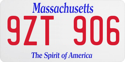 MA license plate 9ZT906