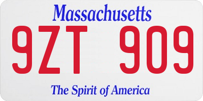 MA license plate 9ZT909