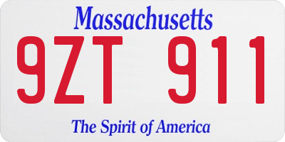 MA license plate 9ZT911