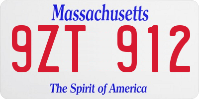 MA license plate 9ZT912