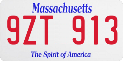 MA license plate 9ZT913