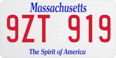 MA license plate 9ZT919