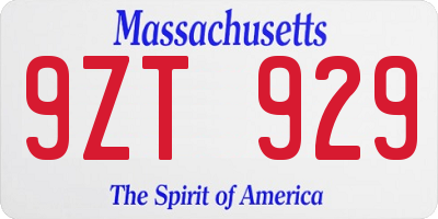 MA license plate 9ZT929