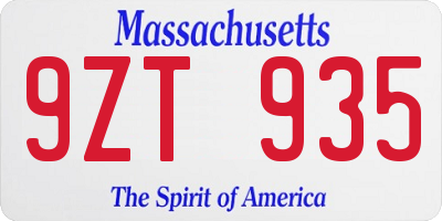 MA license plate 9ZT935