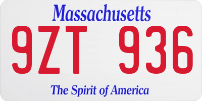 MA license plate 9ZT936