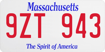 MA license plate 9ZT943