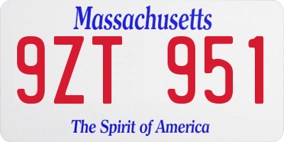 MA license plate 9ZT951