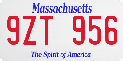 MA license plate 9ZT956