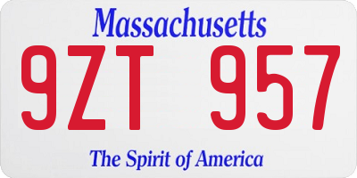 MA license plate 9ZT957