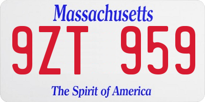 MA license plate 9ZT959