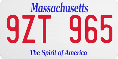 MA license plate 9ZT965