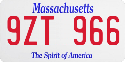 MA license plate 9ZT966