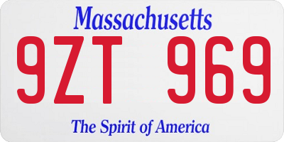 MA license plate 9ZT969