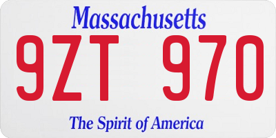 MA license plate 9ZT970