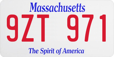 MA license plate 9ZT971