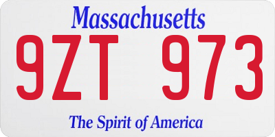 MA license plate 9ZT973