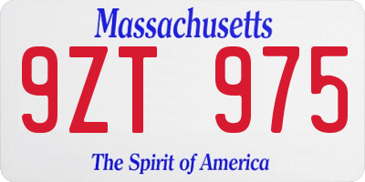 MA license plate 9ZT975