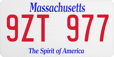 MA license plate 9ZT977