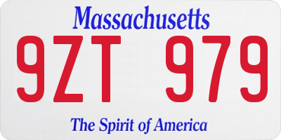 MA license plate 9ZT979