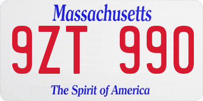 MA license plate 9ZT990