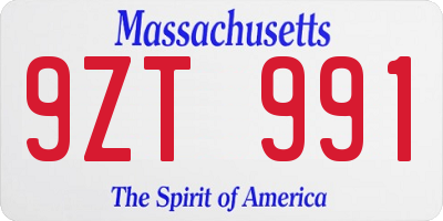 MA license plate 9ZT991