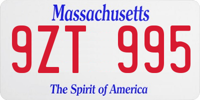 MA license plate 9ZT995