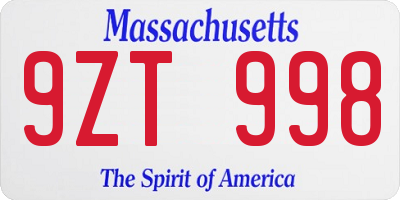 MA license plate 9ZT998