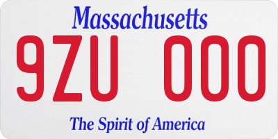 MA license plate 9ZU000