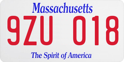 MA license plate 9ZU018