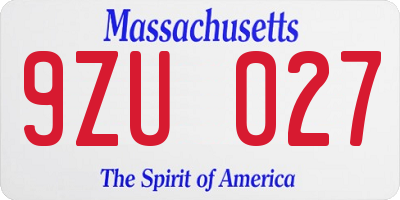 MA license plate 9ZU027