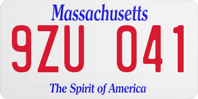 MA license plate 9ZU041