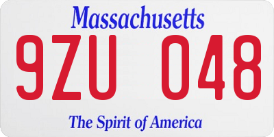 MA license plate 9ZU048