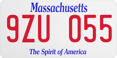 MA license plate 9ZU055