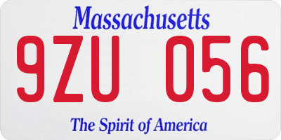 MA license plate 9ZU056