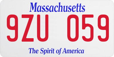 MA license plate 9ZU059