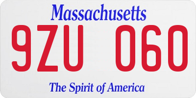 MA license plate 9ZU060