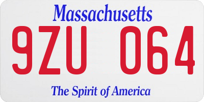 MA license plate 9ZU064