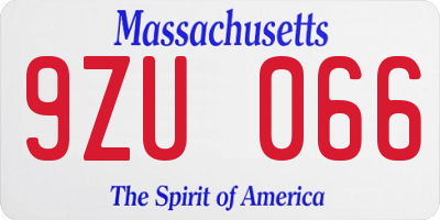 MA license plate 9ZU066