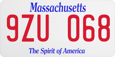 MA license plate 9ZU068