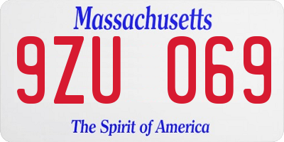 MA license plate 9ZU069