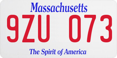 MA license plate 9ZU073