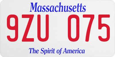 MA license plate 9ZU075