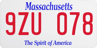 MA license plate 9ZU078