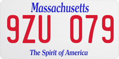 MA license plate 9ZU079