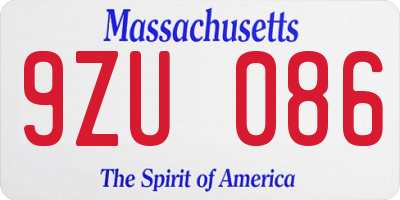 MA license plate 9ZU086